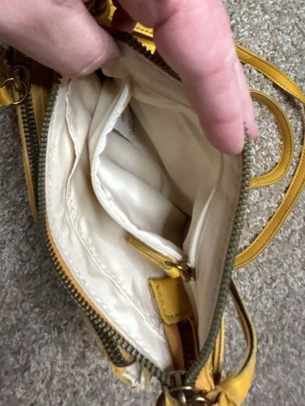 Margot New York Yellow Leather Double Zip Crossbody Bag - Picture 9 of 13